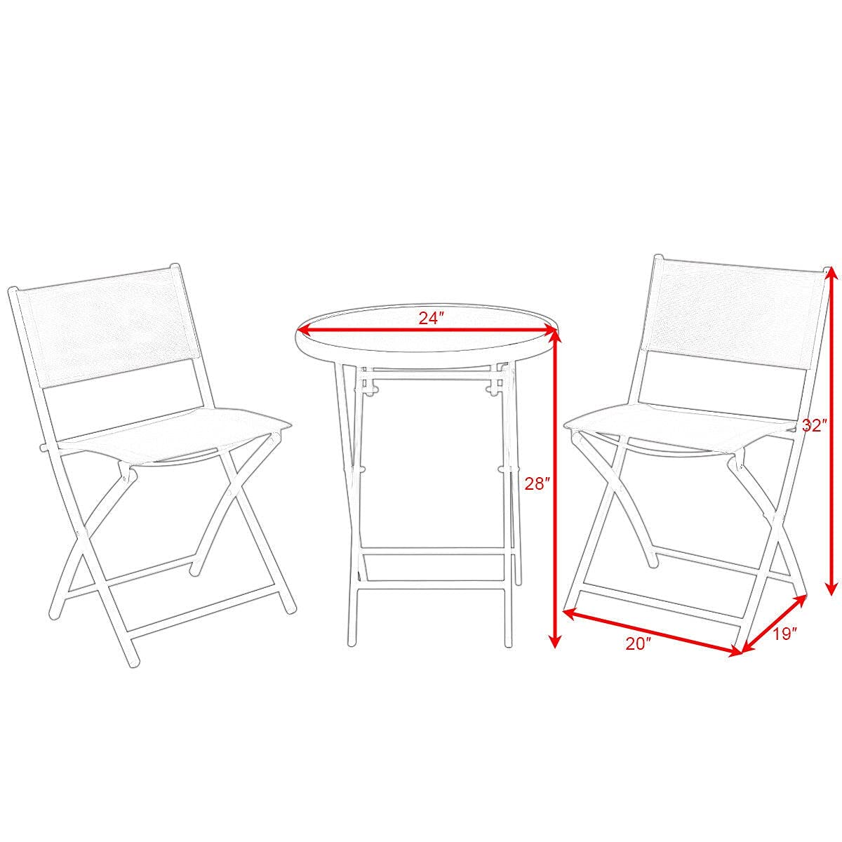 Outdoor Wicker Rattan Patio Bistro Set 3-Piece Folding Table and Chairs - Garden, Backyard, Balcony Furniture for Relaxing & Dining Al Fresco