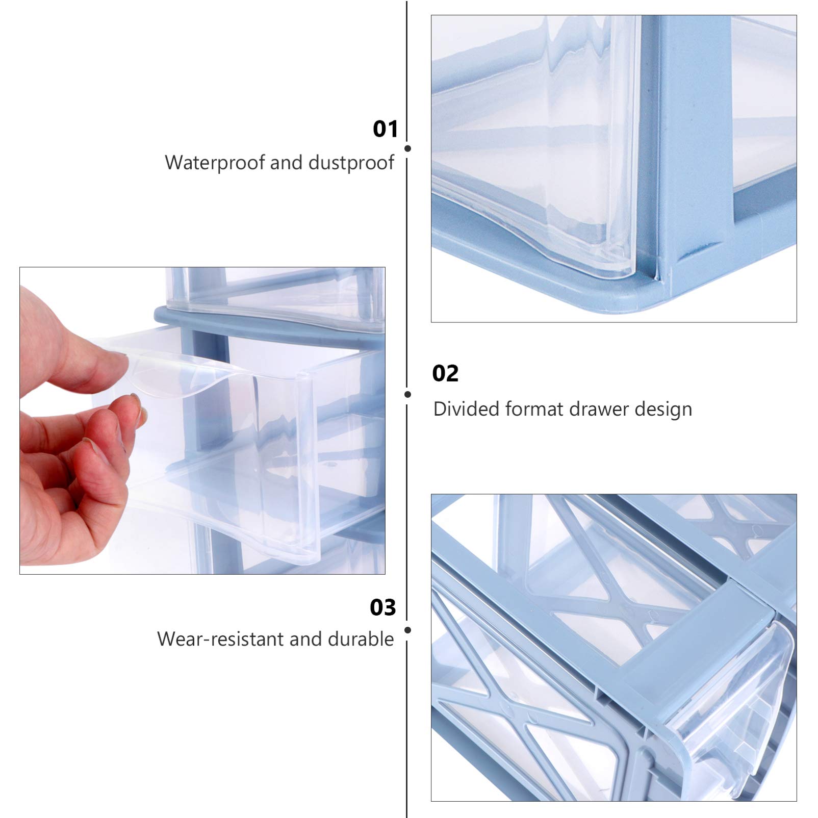 DOITOOL 3-Tier Plastic Drawer Organizer - 6.9 x 6.9 x 9 Inch Storage Cube for Office Supplies, Makeup & Accessories | Space-Saving Desktop Organizer for Home, Office, Vanity & Bathroom Organization