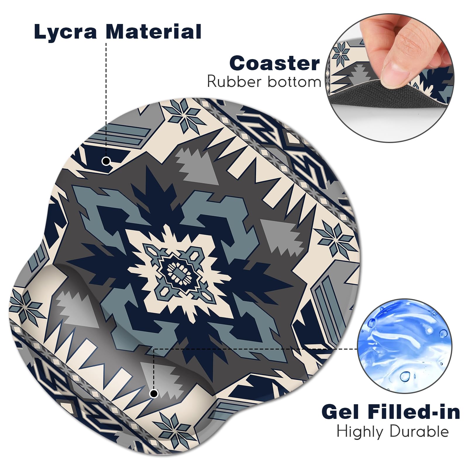 Ergonomic Mouse Pad with Wrist Rest - Cute Gel Support Memory Foam Mouse Mat, Non-Slip PU Base for Pain Relief - Perfect for Office, Home & Gaming Computers (Boho Style) | Comfortable Typing & Long Work Sessions