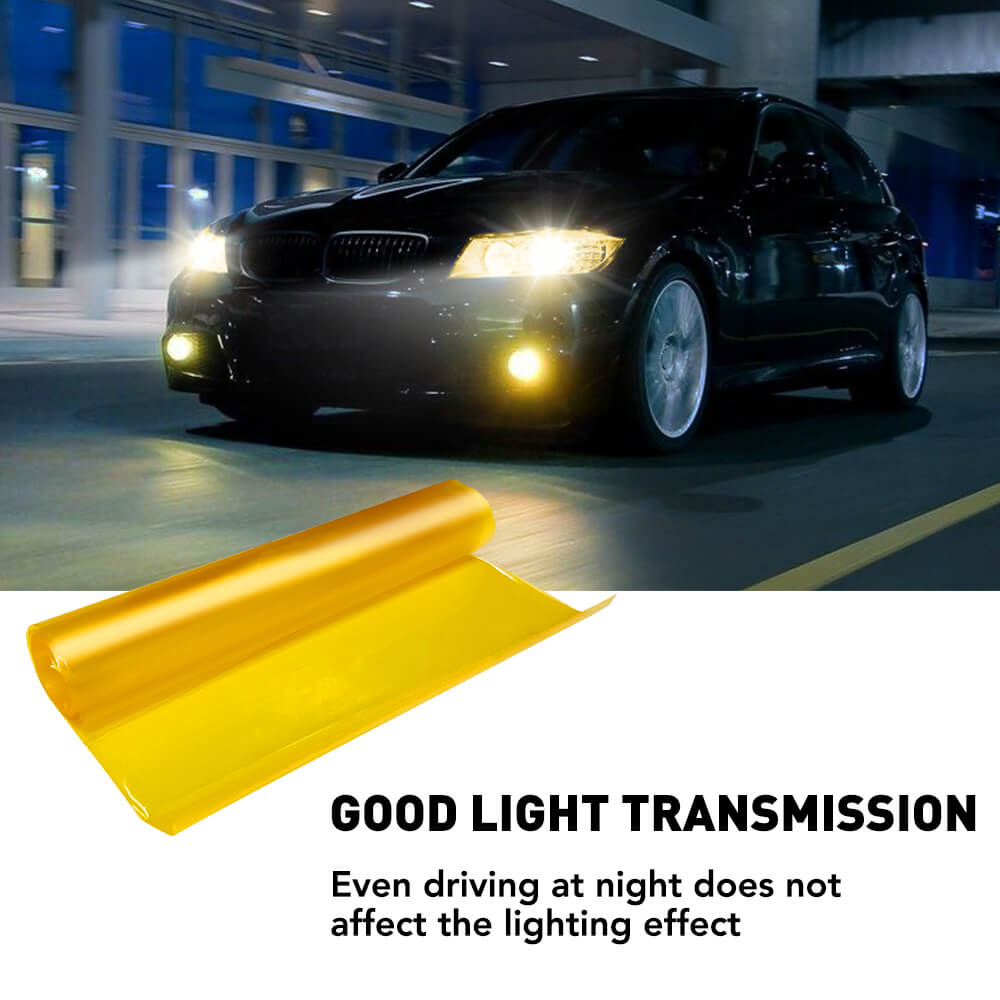 Premium Universal Vinyl Car Light Tint Film - Dark Black & Yellow (12