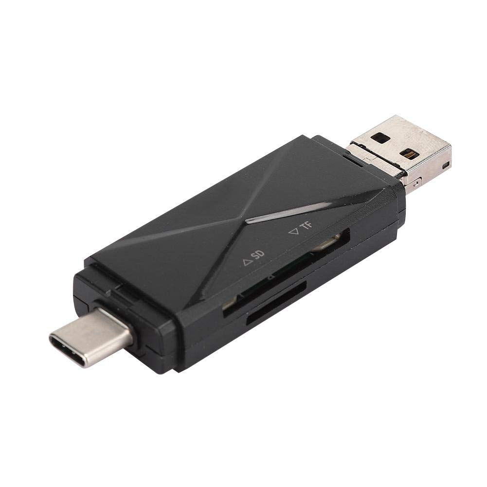 5-in-1 USB C OTG Memory Card Reader - Multi-Function SD/TF Card Adapter with Dual Slots for iPhone, Android, PC & Mac - Fast USB 2.0 Data Transfer - Perfect for Travel, Photography & File Backup (Black)