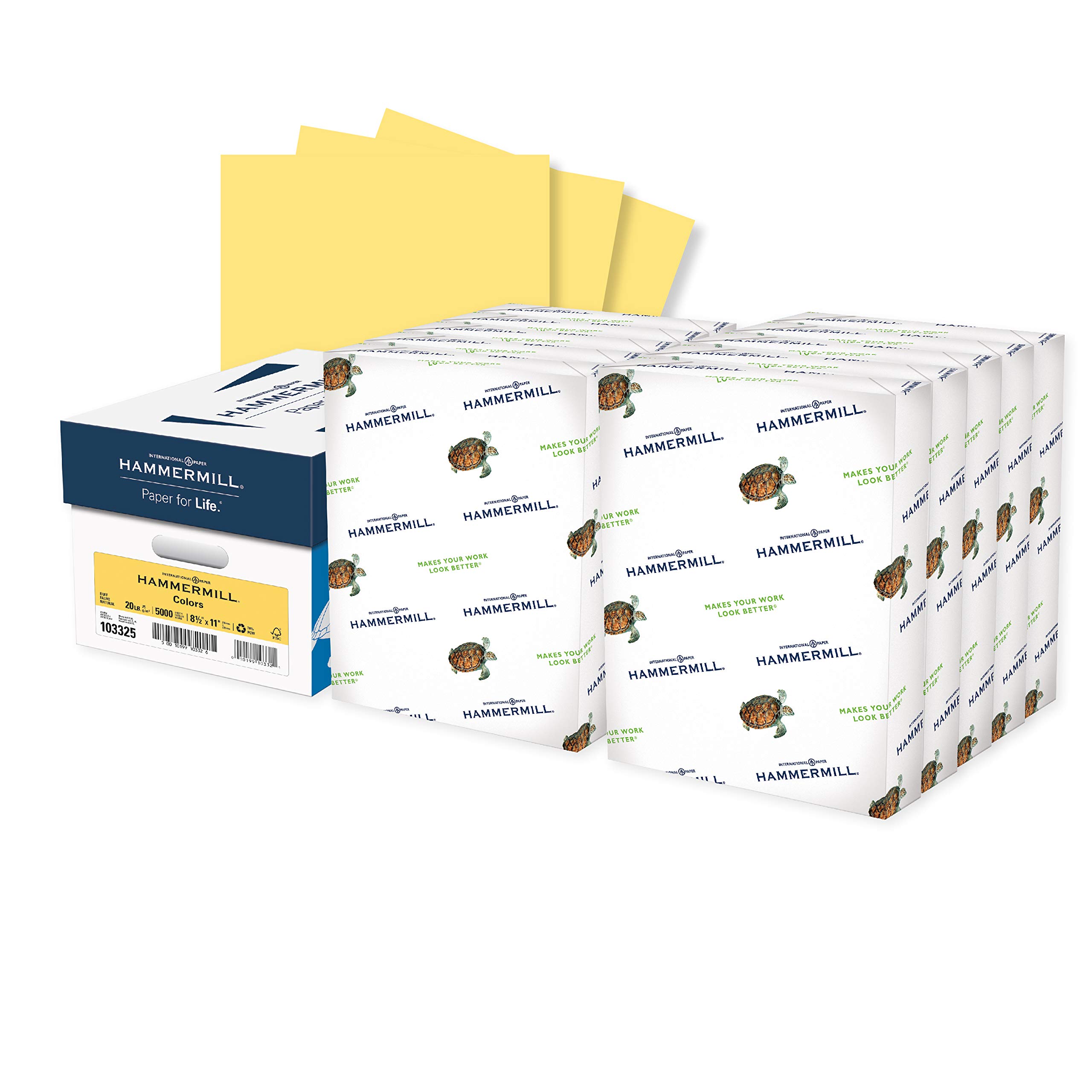 Hammermill 20 lb Buff Colored Printer Paper, 8.5 x 11 Inches - 10 Reams (5,000 Sheets) Pastel Paper for Office, School & Craft Projects - Made in USA, Item 103325C