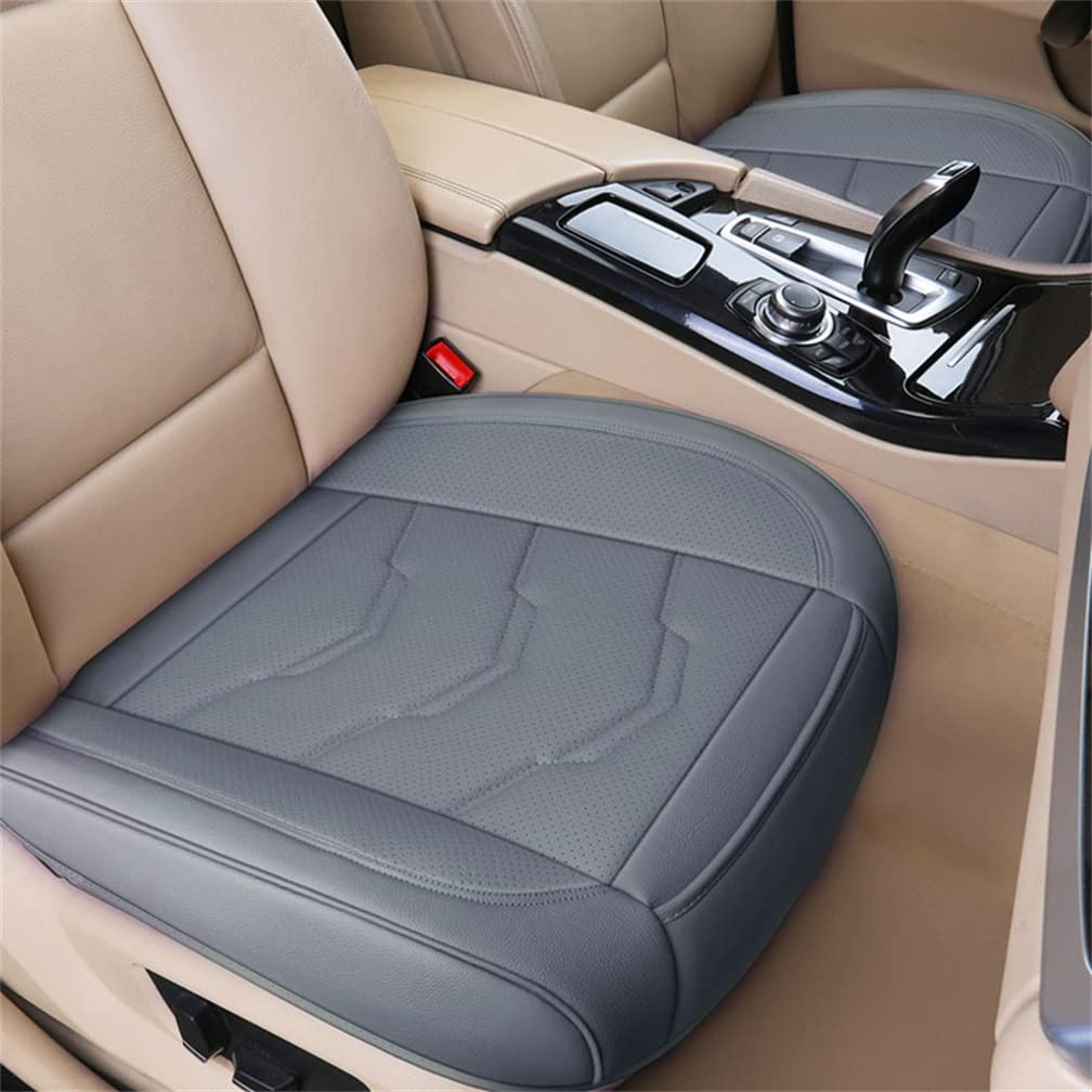 Universal PU Leather Car Seat Cushion Front Base - Full Wrapping Bottom Seat Protector Fits 95% Vehicles (Grey) | Comfortable Driving & Long Trip Protection