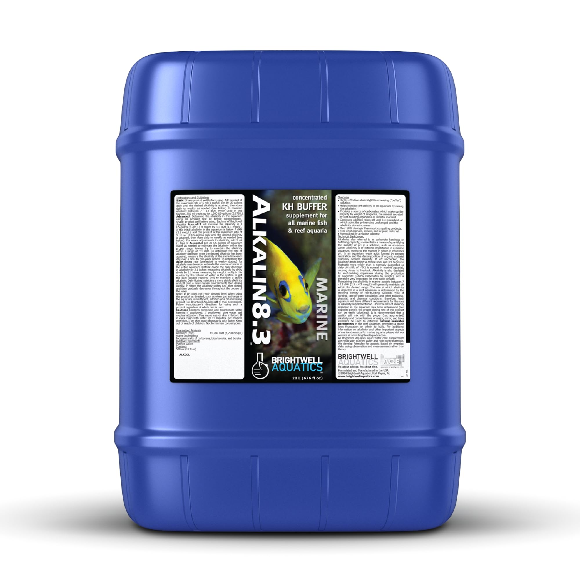 Brightwell Aquatics Alkalin8.3 Concentrated KH Buffer Supplement for Marine Fish & Reef Aquariums - 5.28 Gallon Aquarium Water Treatment - Stabilizes pH & Alkalinity for Coral Growth & Fish Health