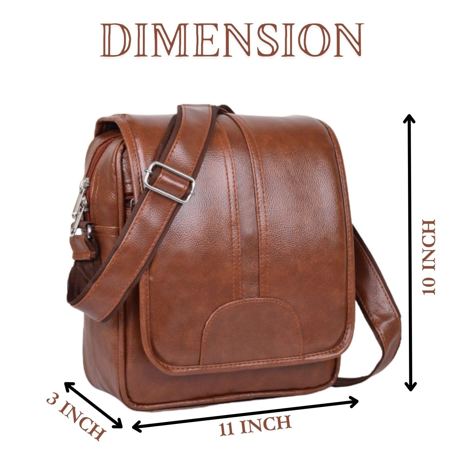 COOL INDIANS Genuine Leather Crossbody Bag for Men & Women - Stylish Unisex Shoulder Sling Bag with Adjustable Strap, Perfect for Travel, Work & Daily Use