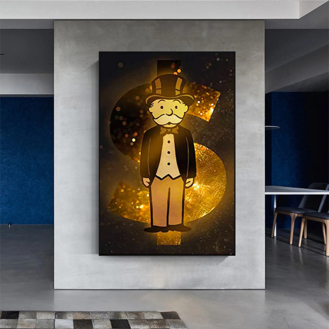 Alec Monopoly Man Gold Figurine - Unique Collectible Art Piece for Home Decor, Office Display & Pop Culture Enthusiasts