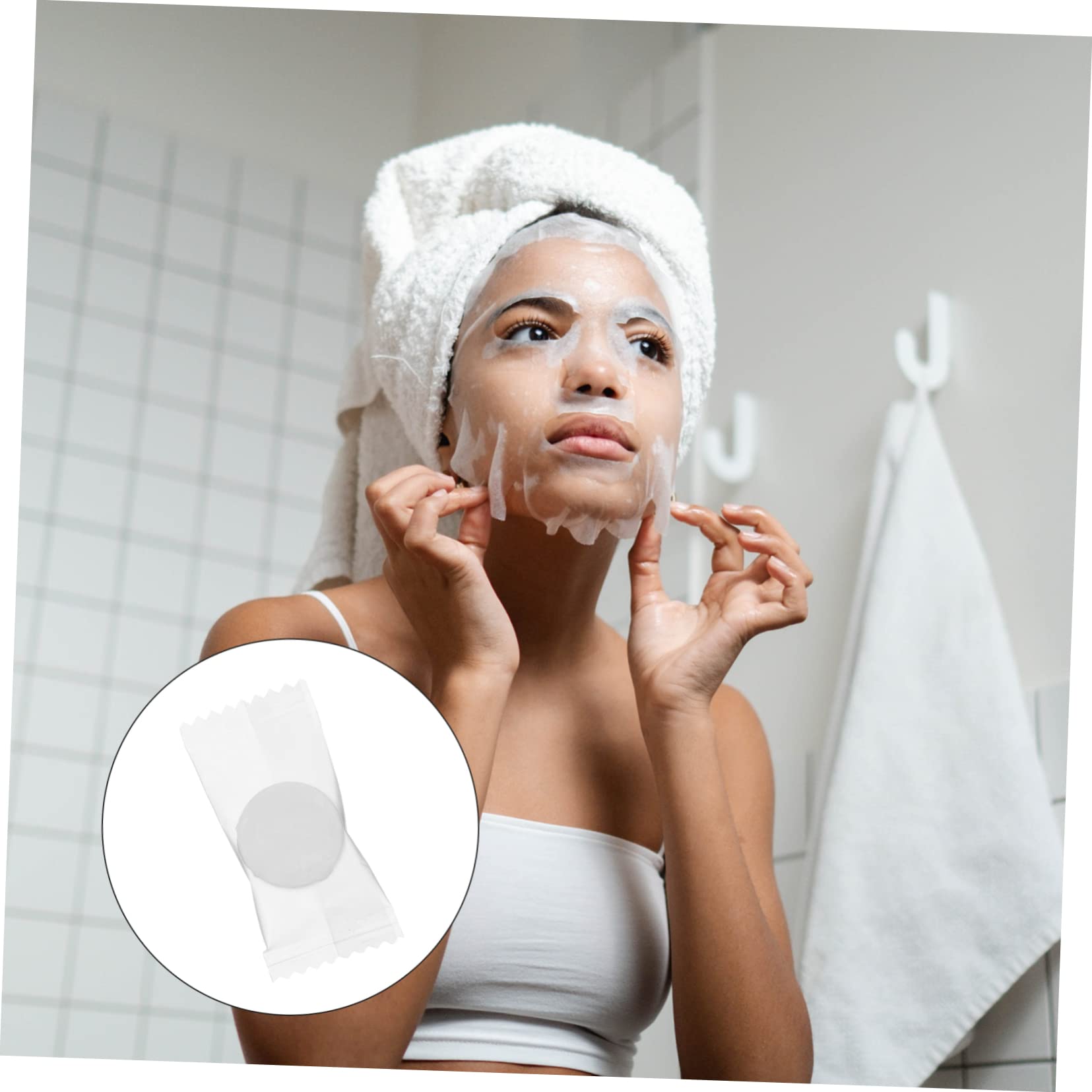 100-Pack Compressed Facial Towels - Travel-Friendly Skincare Face Masks & Washcloths - White Cotton for On-the-Go Cleansing, Camping, Gym & Emergency Kits