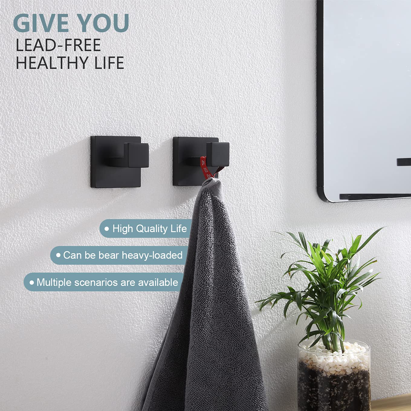 KOKOSIRI 20-Inch Single Towel Bar - Stainless Steel Bathroom Towel Holder & Wall Mounted Coat Hook - Matte Black SUS 304 for Bathroom, Kitchen, or Entryway Organization