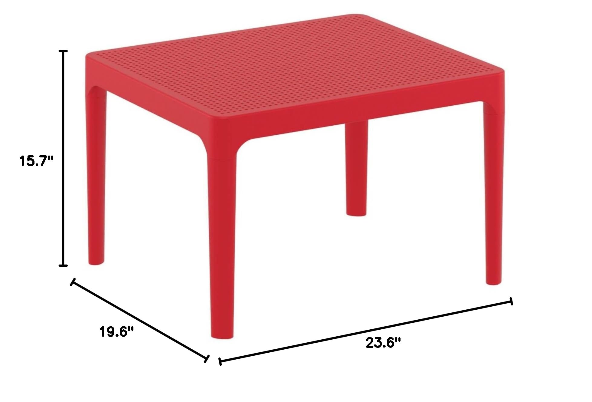 Siesta Sky Side Table 24 Inch Red End Table - Modern Accent Table for Living Room, Bedroom, or Patio - Perfect for Coffee, Books, and Decor