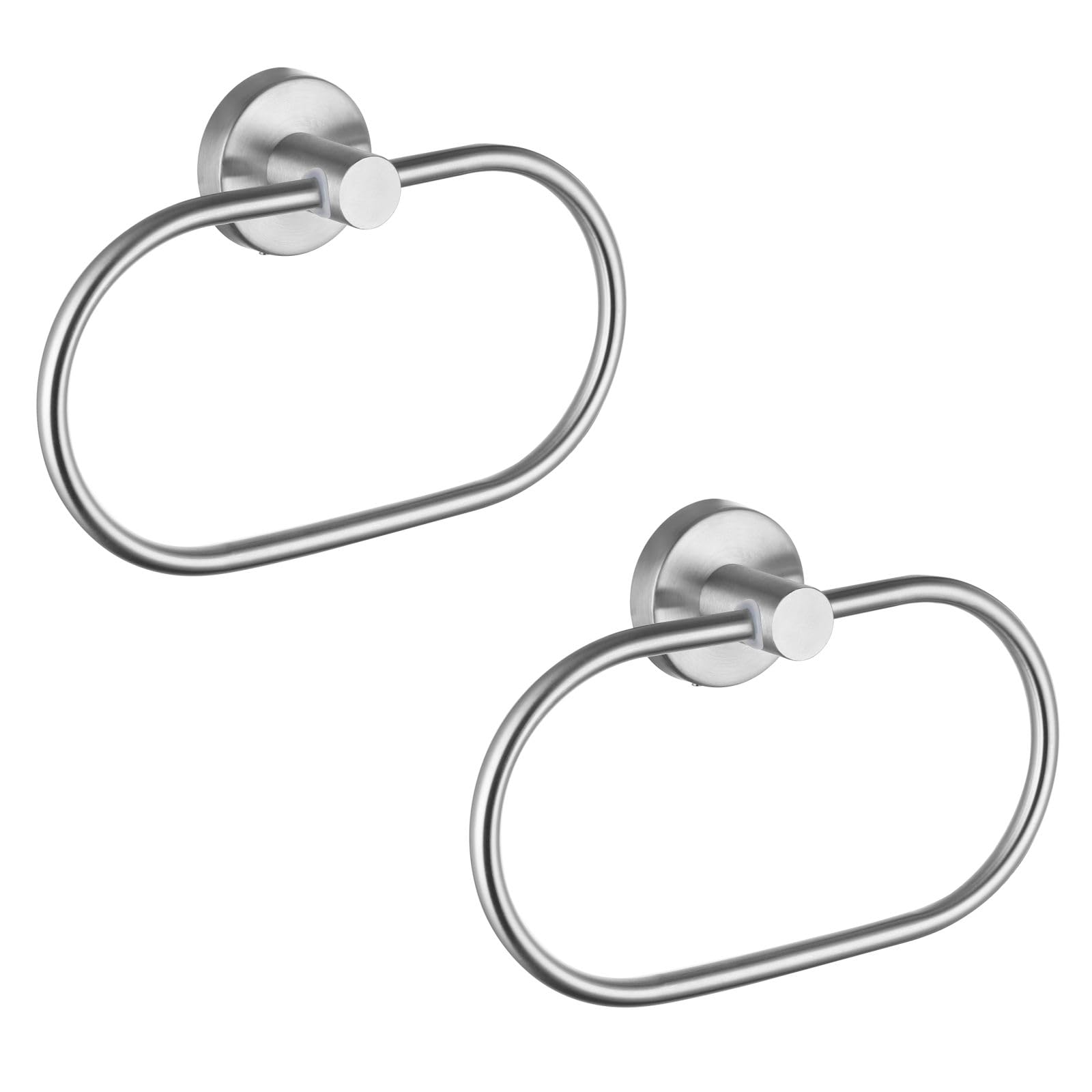 Stainless Steel Towel Ring & Bar Hanger Set (2-Pack) - Brushed Nickel Wall Mounted Bathroom Towel Holder for Hand & Face Towels - Modern Round Design for Home, Spa & Hotel Use