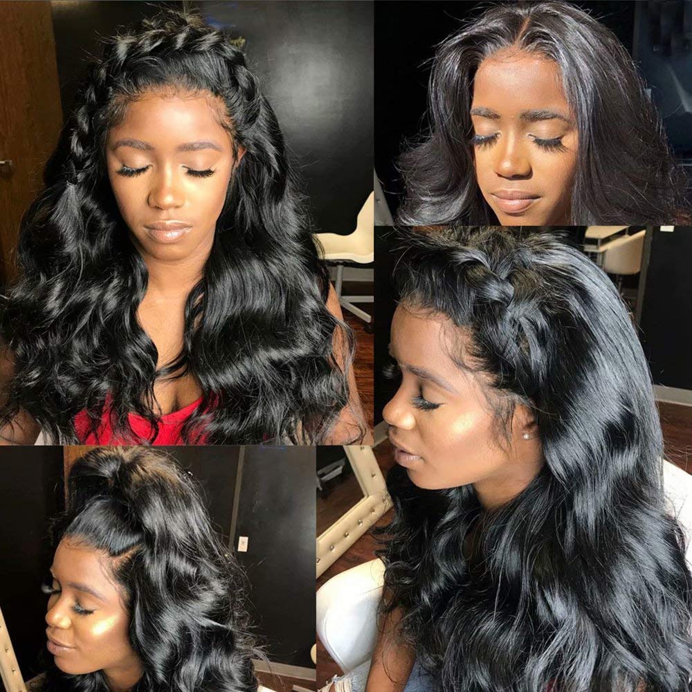 13x6 Lace Front Wig Brazilian Human Hair - Pre Plucked Bleached Knots 10A Body Wave Wig with Baby Hair for Black Women | Small Cap Size Natural Black | Perfect for Daily Wear, Parties & Special Occasions | 10