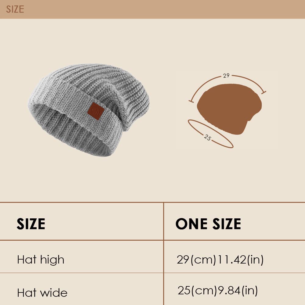 OHYOGA Winter Beanie Hats for Men & Women - Warm Chunky Cable Knit Skull Cap - Cozy Cold Weather Accessory for Outdoor Activities, Skiing & Snowboarding