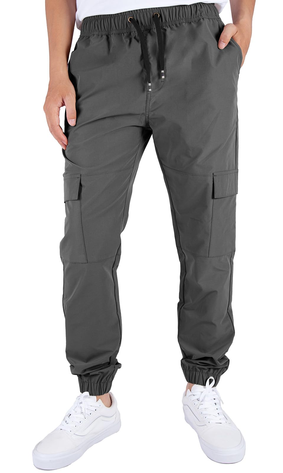 ITALYMORN Men's Lightweight Cargo Joggers - 6 Pocket Slim Fit Casual Pants with Elastic Waistband for Outdoor Running, Gym, Travel & Everyday Wear