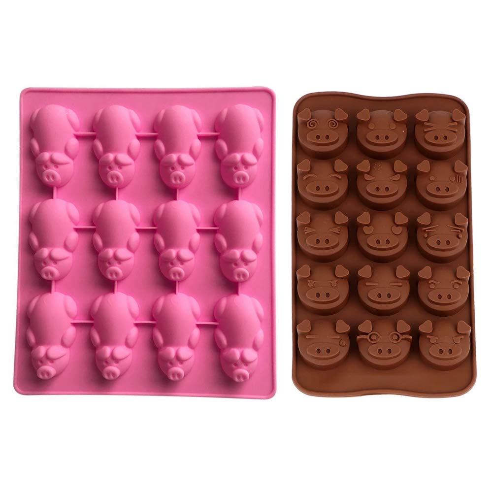 2 Pcs Little Pigs Silicone Molds for Chocolate, Jello, Soap & Ice Cubes - Pig Shaped DIY Baking Molds for Cakes, Candies & Crafts - Perfect for Birthday Parties, Baby Showers & Holiday Treats