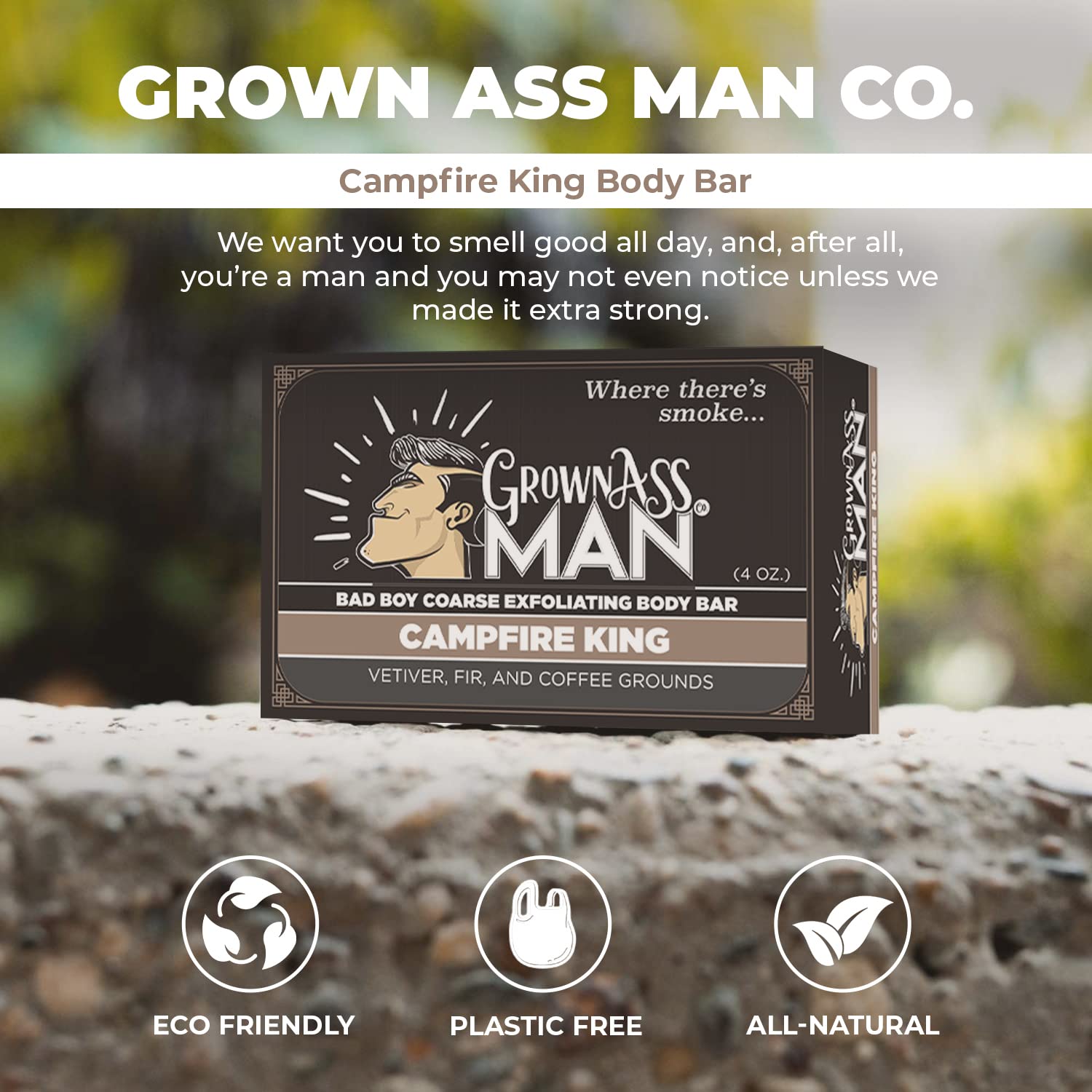 Campfire King Body Bars - Coarse Exfoliating Soap for Men & Women | Natural Skincare for Dry Skin & Rough Areas | Perfect for Post-Workout, Camping & Outdoor Adventures