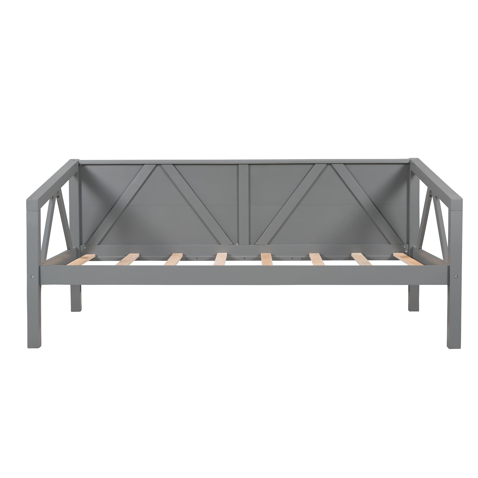 SOFTSEA Twin Daybed Frame - Sturdy Wood Platform Bed with Wood Slats & Triangle Support | Space-Saving Sofa Bed for Small Bedroom, Living Room, Guest Room & Dorm | Perfect for Lounging, Napping & Extra Seating