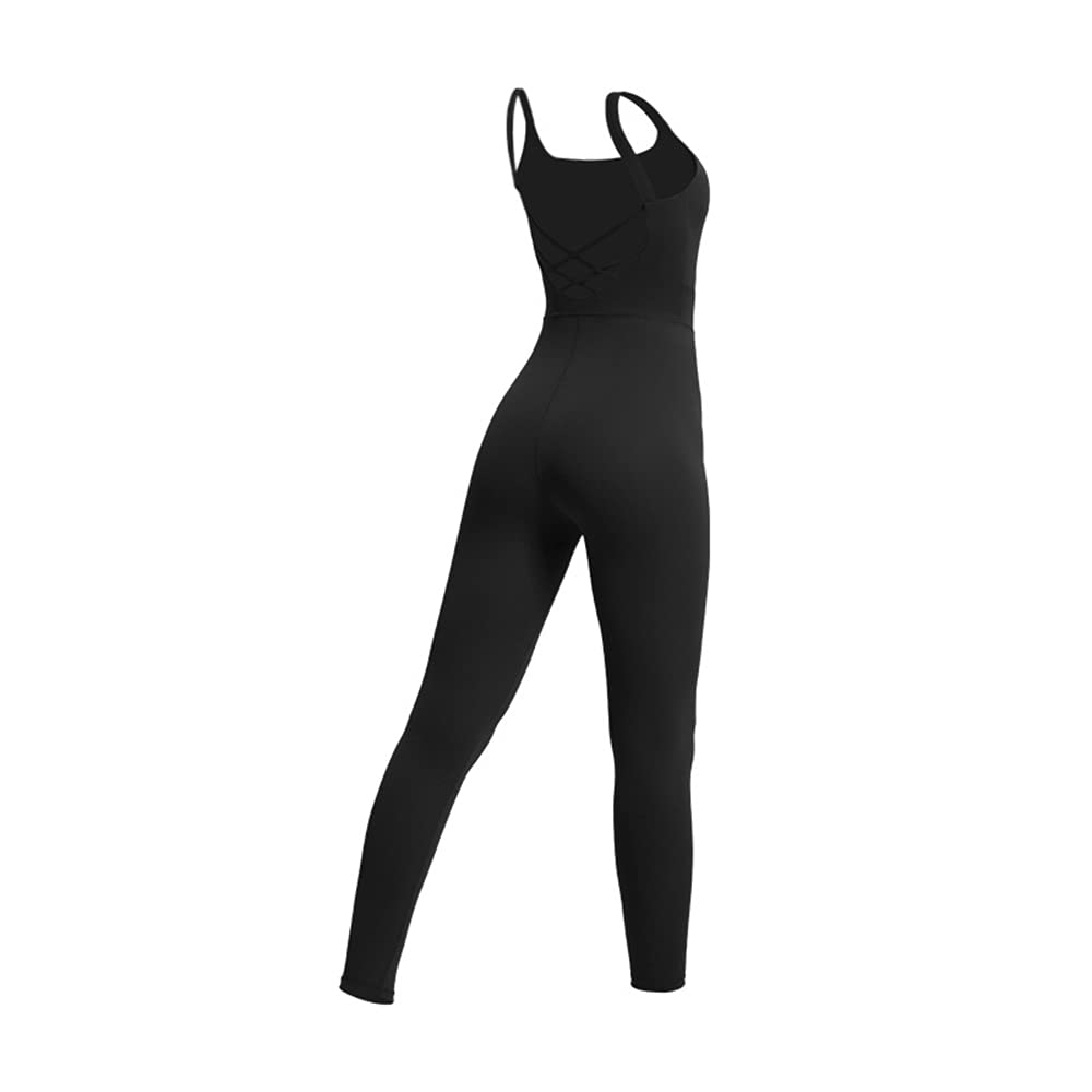 CRUBERA Women's Sleeveless Deep V-Neck Cross Back Yoga Jumpsuit - Breathable Workout Outfit for Summer Dance, Gym & Fitness Training
