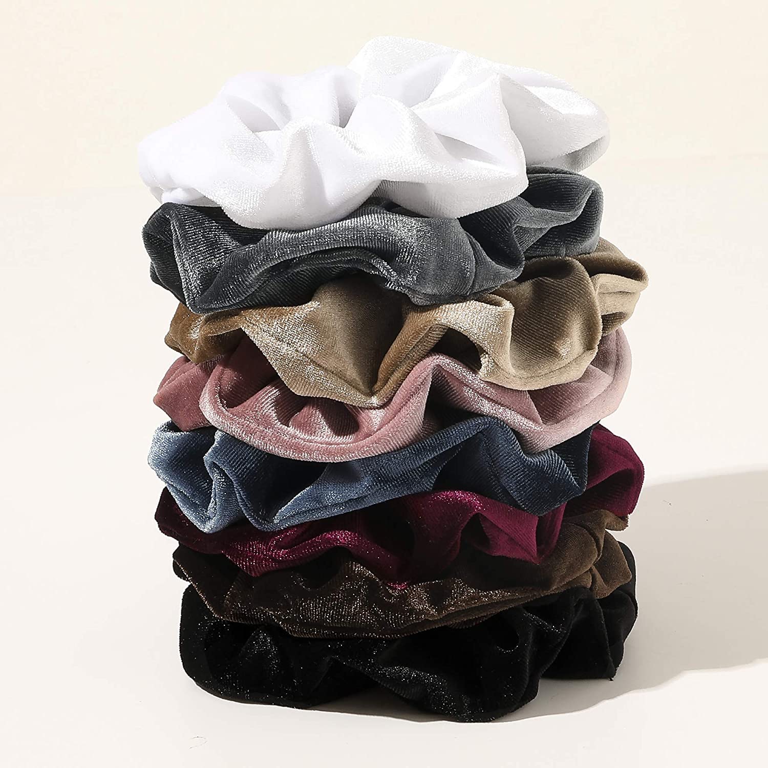 ALIBA COLLECTION 8-Piece Velvet Hair Scrunchies Set - Premium Soft Elastic Hair Bands for Women & Girls - Ponytail Holders & Hair Accessories - Perfect for School, Work, Gym & Everyday Styling