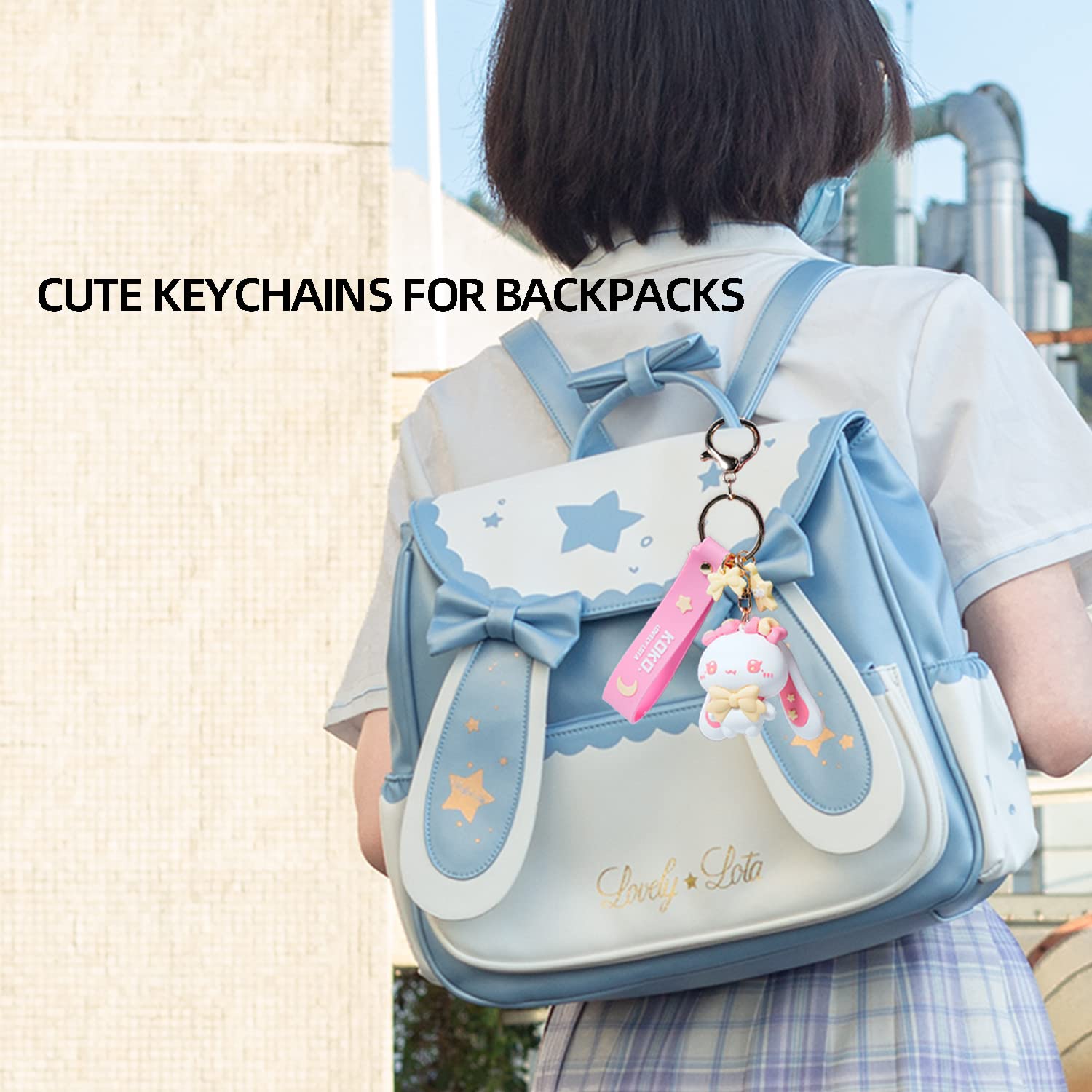 Kawaii Anime Star-Moon Rabbit & Demon Rabbit Keychain - Cute Key Ring for Backpack, Bag Charms & Pendant Gift | Perfect for Cosplay, School Supplies & Everyday Carry
