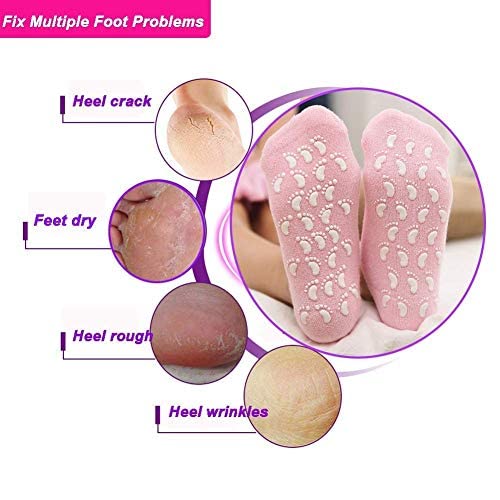 BRITSPEAR Moisturizing Gel Socks for Dry Cracked Feet - Softening & Repairing Spa Socks with Essential Oils & Vitamin E Infused Gel Lining (1 Pair) - Perfect for Pedicure, Foot Care & Relaxation at Home