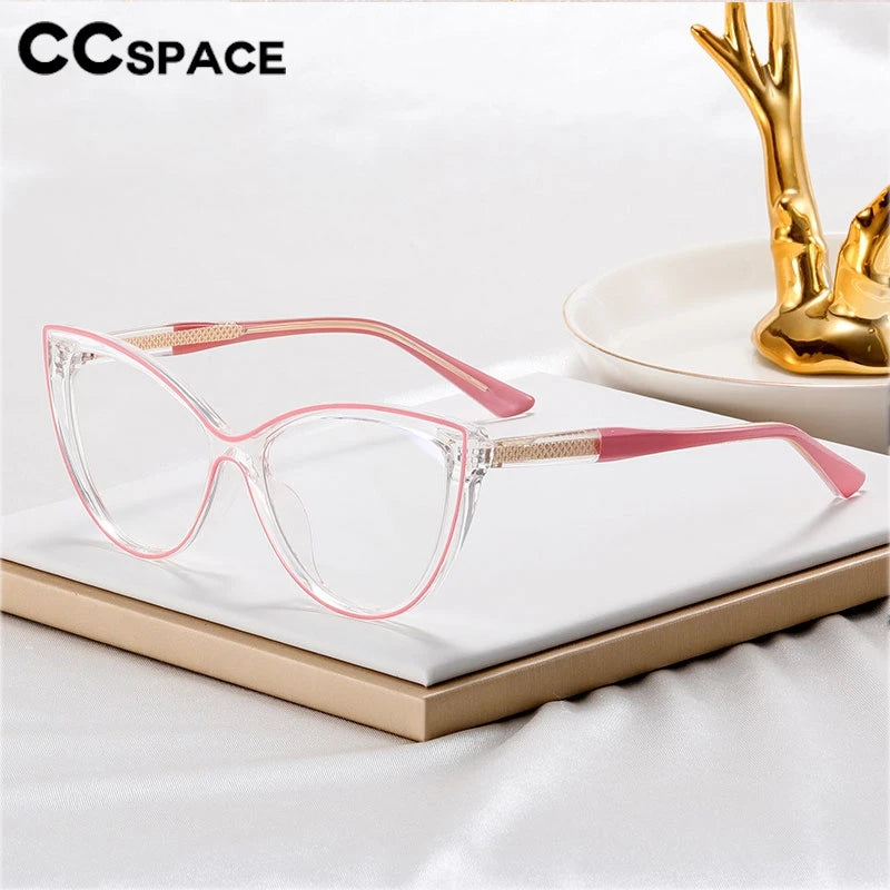 CCspace Women's Full Rim Square Cat Eye Titanium Eyeglasses Frame - Lightweight & Durable TR90 Material - Perfect for Work, Reading & Fashion Accessories
