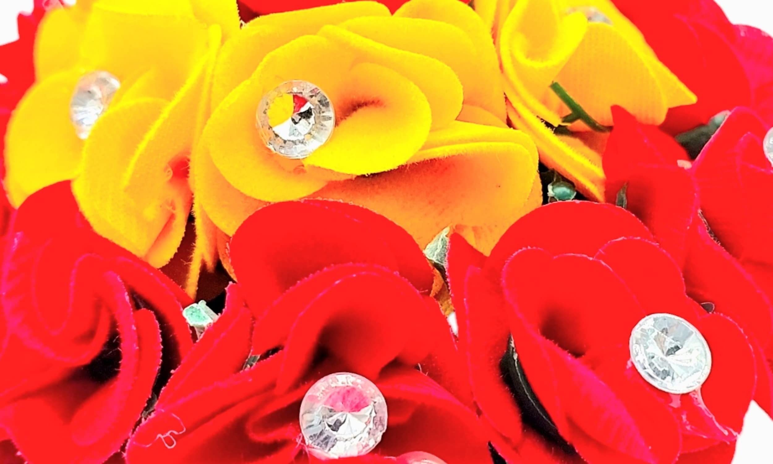 DIAN Red & Yellow Artificial Flower Gajra Hair Accessories - Full Bun Juda Maker with Rubber Band for Women & Girls | Perfect for Weddings, Parties & Traditional Indian Hairstyles