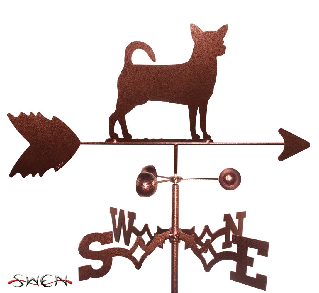 Handmade Chihuahua Dog Weathervane - SWEN Products Outdoor Garden Decor for Yard, Patio, or Farmhouse - Rustic Metal Side Mount Weathervane for Home & Garden Decoration