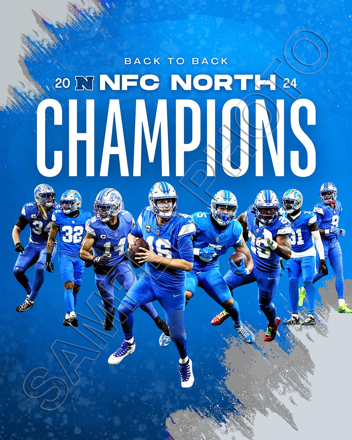 2024 Detroit Lions NFC North Division Champions 11x14 Team Composite Photo – Perfect for Sports Fans, Home & Office Decor, Gifts