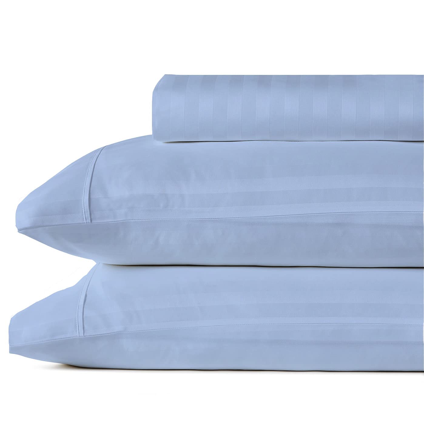 Split King Sheets for Adjustable Beds - 100% Cotton 5-Piece Sheet Set with Deep Pockets | Light Blue Striped Design | Perfect for Adjustable Mattresses & Sleep Comfort | Bedroom Essentials for Couples & Side Sleepers
