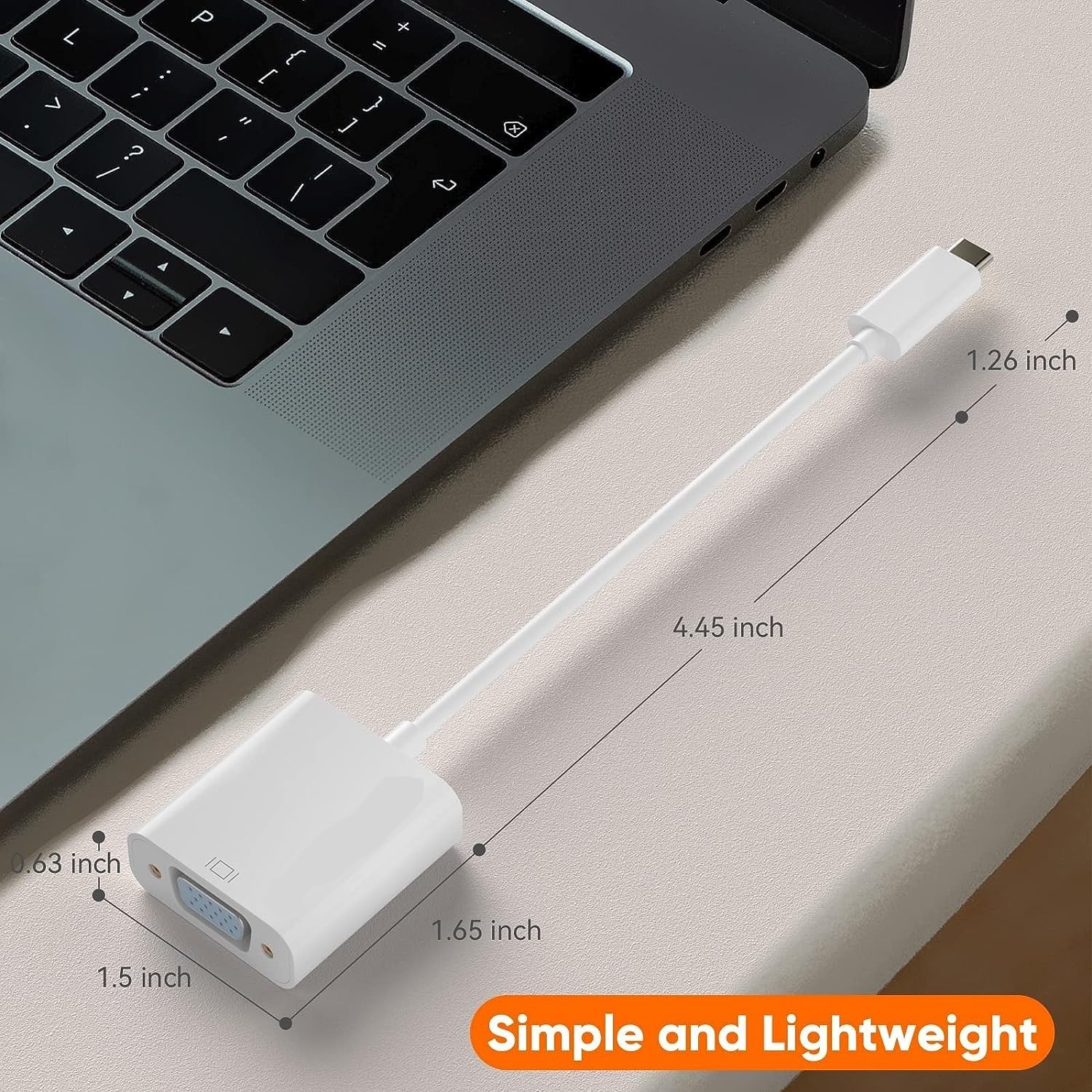 USB-C to VGA Adapter - HD Converter for Laptop, TV & Projector