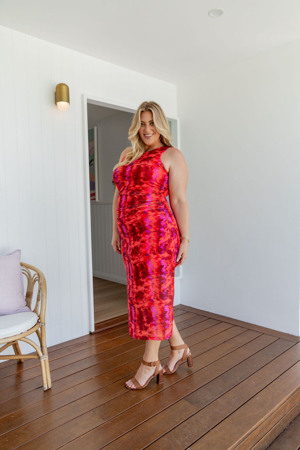 Teagan Mesh Midi Dress in Red | Flowy Summer Dress for Women | Perfect for Beach Vacations, Date Nights & Outdoor Parties