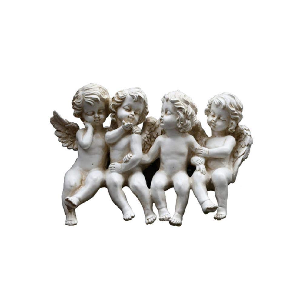 White Resin Angel Sculpture - Set of 4 Cute Little Angel Statues for Home Desk, Bathroom Decor, Balcony & Garden Ornament | Perfect for Christmas Decorations, Wedding Centerpieces & Gift Ideas