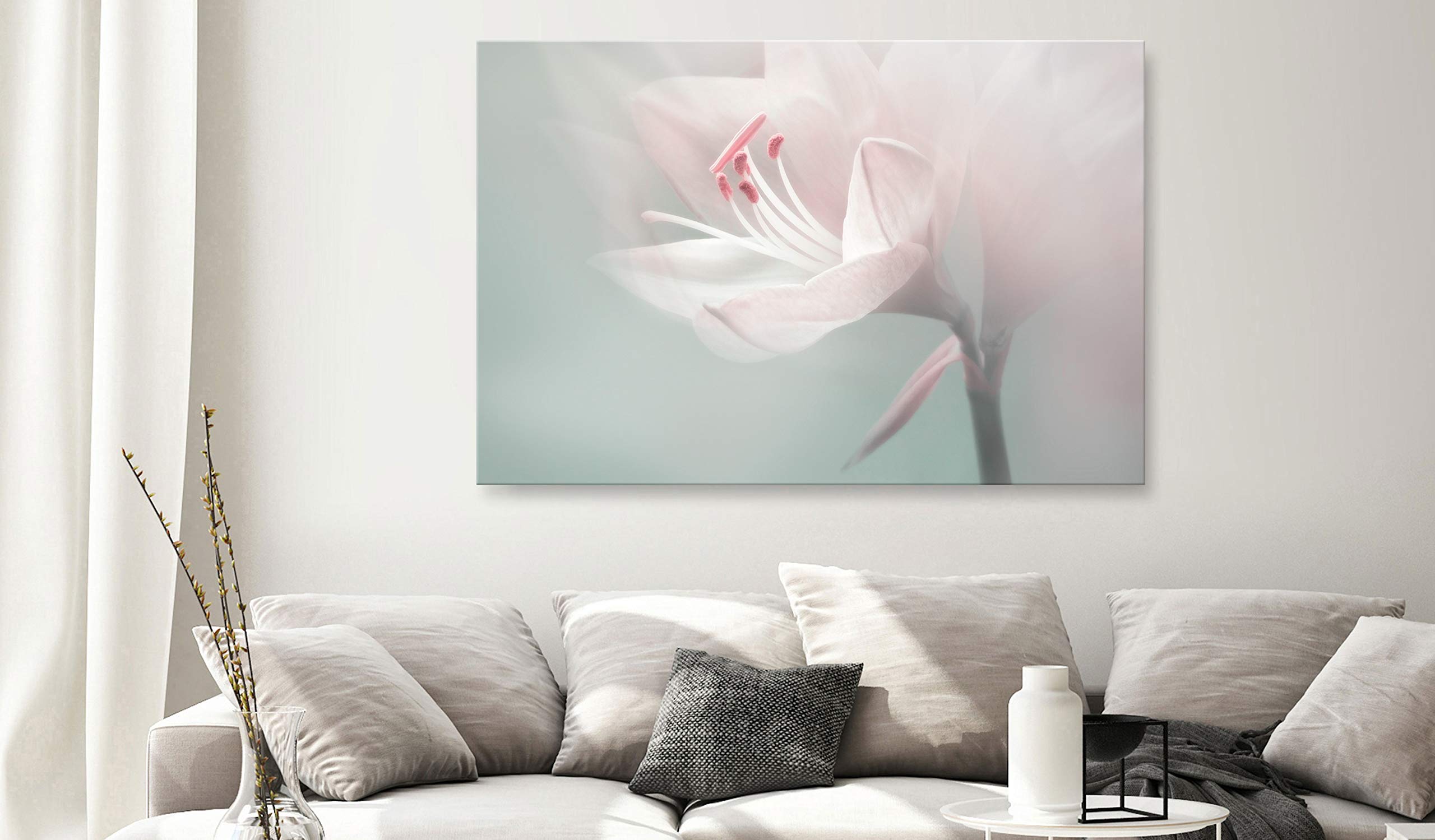 Artgeist Acoustic Canvas Wall Art Print - White Lily Soundproof Painting 35x24 Inch (1 Piece) with Acoustic Foam for Home & Office Decor | Noise Reduction Flower Nature Plant Artwork b-B-0572-b-a | Perfect for Living Room, Bedroom & Studio Acoustics