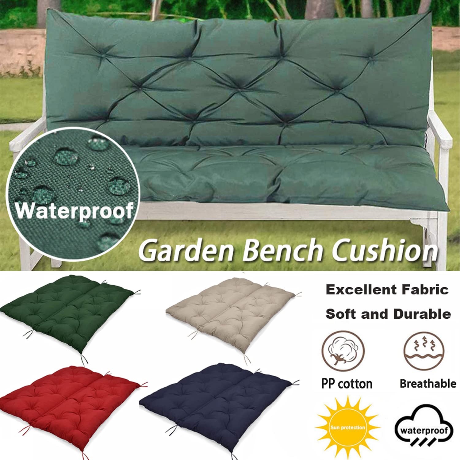 **Replacement Swing Chair Cushion – Soft Waterproof Garden Bench Cushion with Backrest & Non-Slip Ties – 40x59 Inch Dark Grey – Perfect for Porch, Patio & Outdoor Relaxation**
