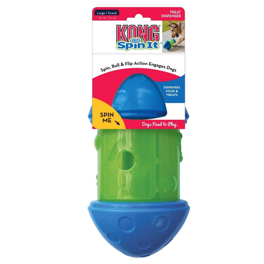 Kong Spin It Treat Dispenser Dog Toy - Large Size for Medium to Big Dogs - Interactive Puzzle Feeder for Mental Stimulation & Slow Feeding - Perfect for Training, Boredom Relief & Mealtime Enrichment