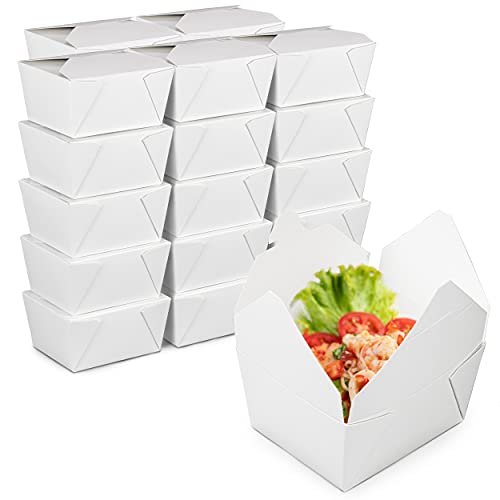 [450 Pack] 30 oz White Disposable Paper Takeout Containers - 5 x 4.2 x 2.5 Inch Microwave Safe Food Storage Boxes, Leak & Grease Resistant To-Go Lunch Containers for Restaurants, Catering, Meal Prep & Home Use