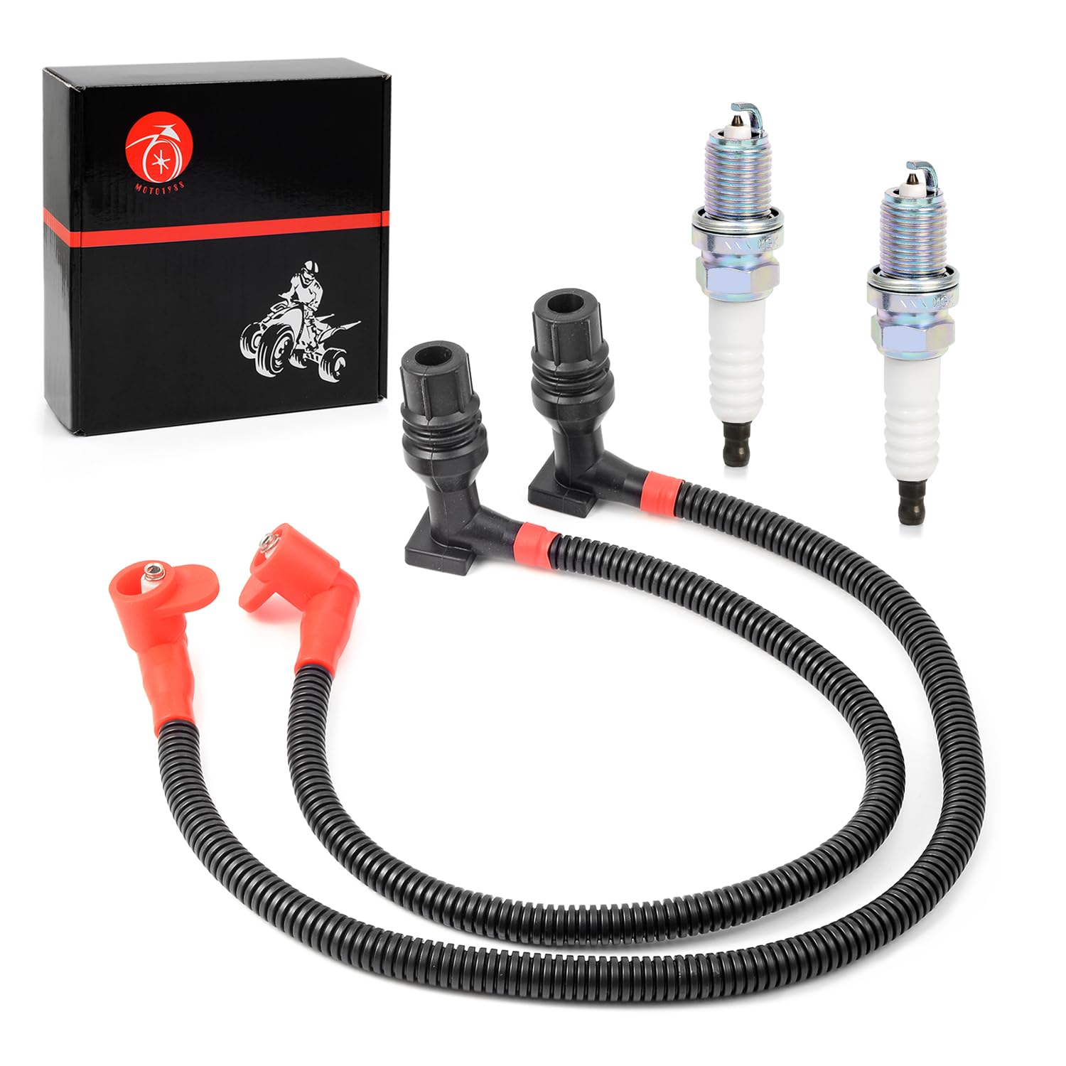 Polaris Ranger Crew 800 RZR 4 S 800 Ignition Coil Wire Cap & Spark Plug Kit (2011-2017) - Compatible with 4012888, 4012889, 4013078 - Perfect for Off-Roading & ATV Maintenance