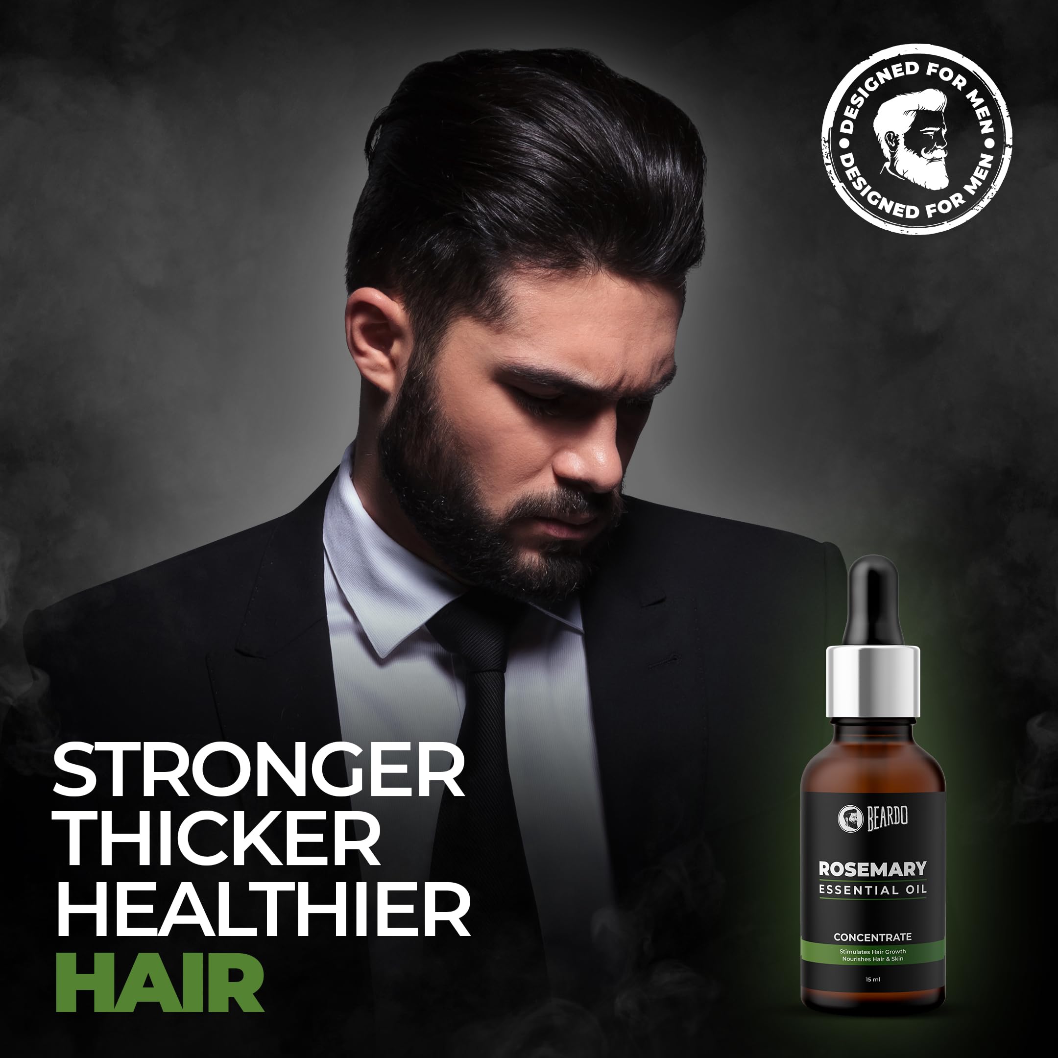 Beardo Rosemary Essential Oil 15ml - 100% Pure Natural Hair Growth Oil for Thicker, Stronger Hair & Scalp Nourishment | Promotes Hair Regrowth & Reduces Hair Fall | Aromatherapy Oil for Relaxation & Skin Care | Perfect for Daily Hair Care Routine & Massage Therapy
