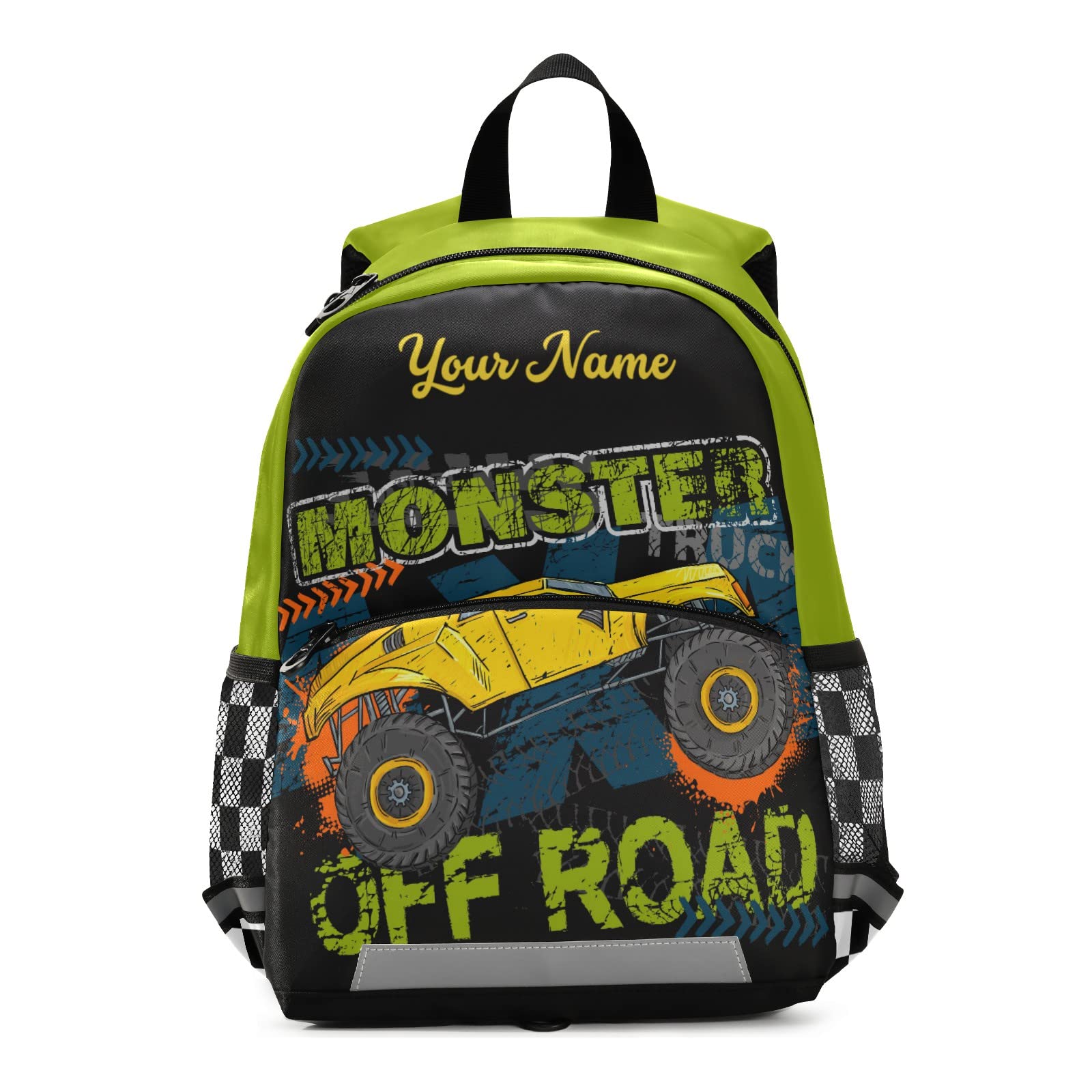 Personalized Monster Truck Backpack for Boys - Durable 13 Inch Kids Backpack for School, Travel & Outdoor Adventures - Cool Toddler Backpack with Adjustable Straps