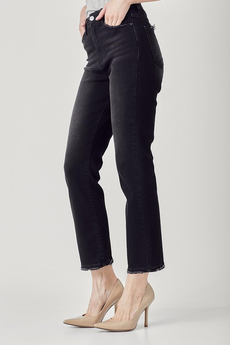 SALT TREE Risen Jeans - High Rise Crop Straight Jeans for Women | Stretch Denim Pants | Comfortable & Stylish | Perfect for Casual Outings, Work & Date Nights (RDP5250)