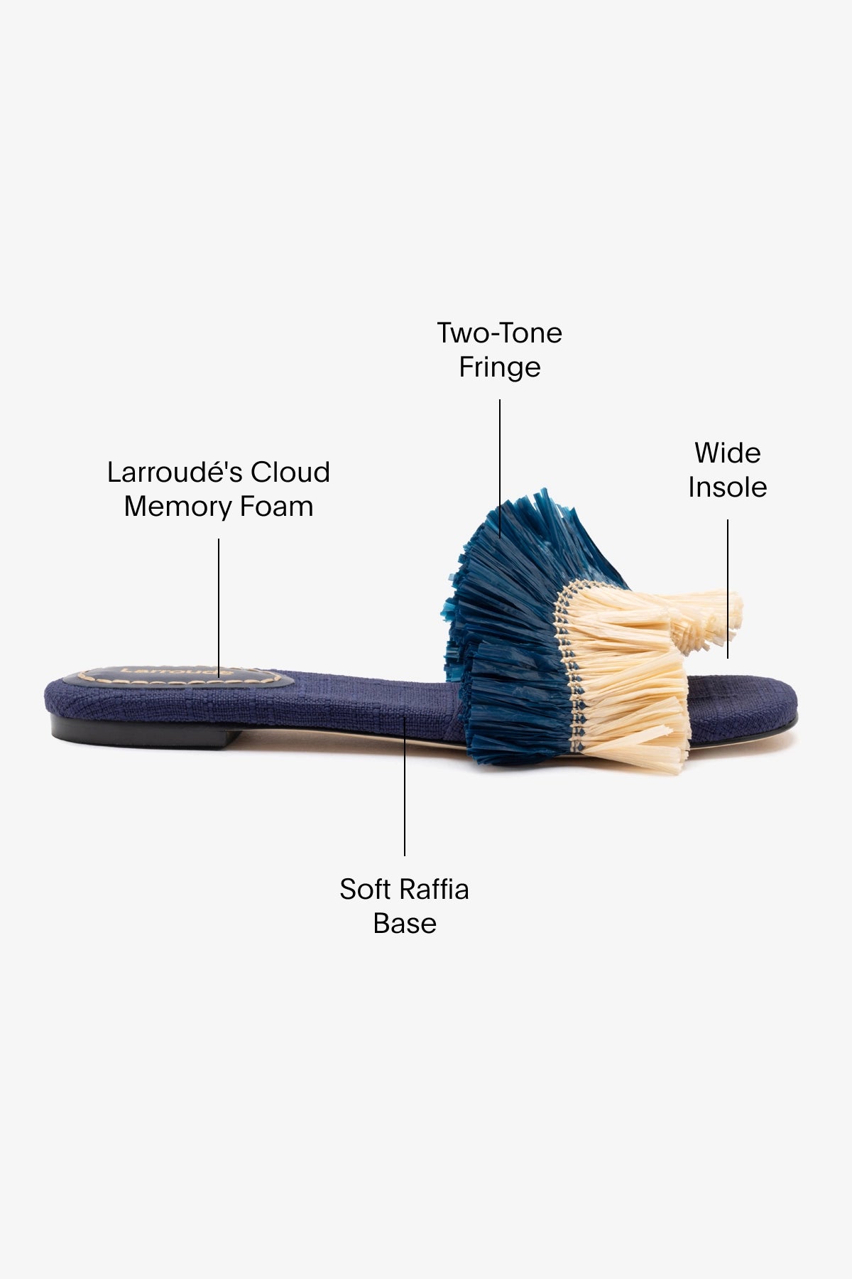 Navy Blue Ivy Fringe Flat Sandals for Women - Comfortable Summer Beach Shoes for Casual Outings and Vacations