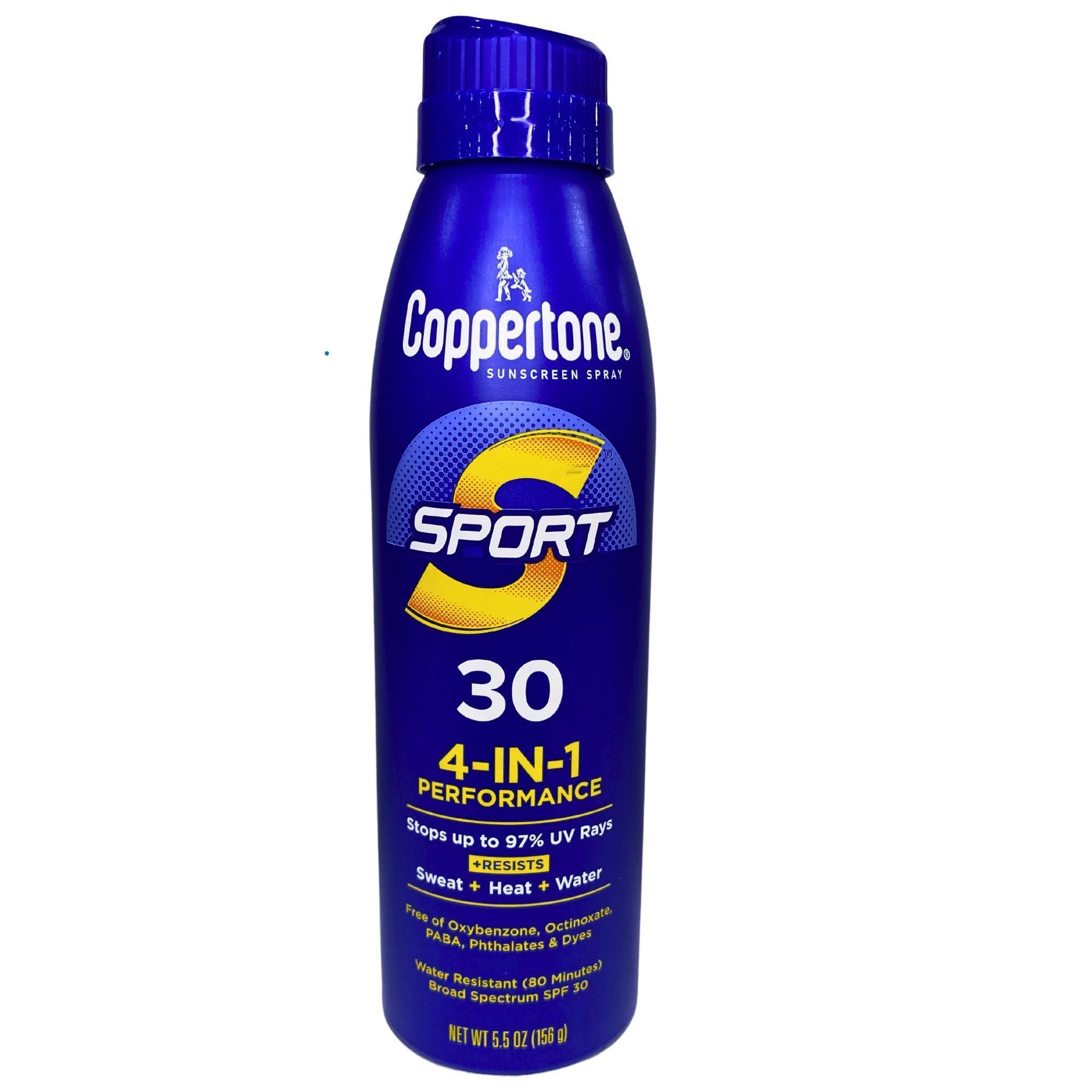 Coppertone Sunscreen Spray SPF 30 - 5.5 oz (96 Pack) | 4-in-1 Sport Performance Sun Protection | Water-Resistant, Sweatproof for Outdoor Activities, Beach, Swimming & Sports