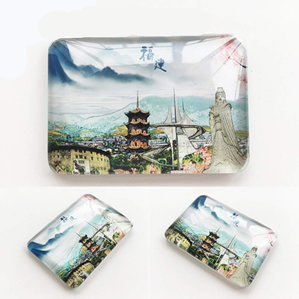 Premium Crystal Refrigerator Magnet Set - Fujian China Travel Souvenir Gift for Home & Kitchen Decoration - Perfect for Fridge, Office, and Travel Memories