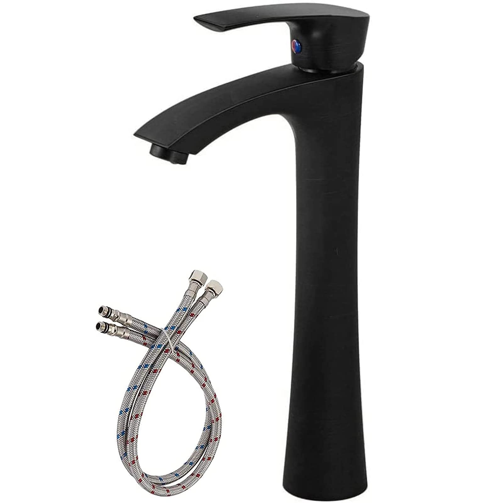 Modern Black Vessel Sink Faucet - Tall Matte Black Bathroom Faucet for Vanity & Basin | Perfect for Contemporary Bathrooms