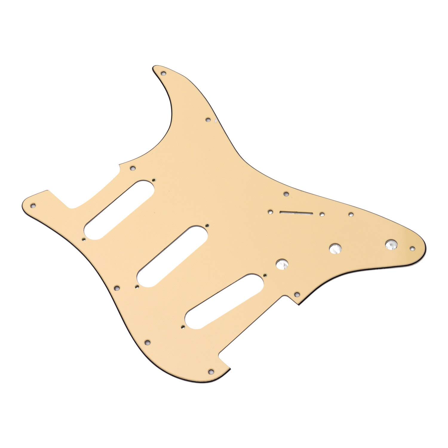 11 Hole Standard Guitar Pickguard - 3 Ply Panels with Screws for ST Style Guitars | Yellow | Perfect for Electric Guitar Upgrades & Repairs