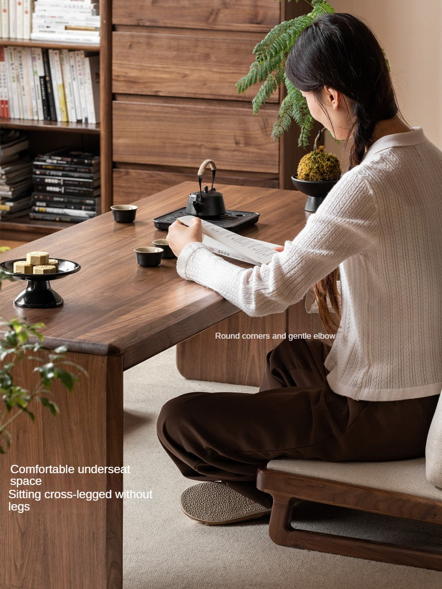 Premium Black Walnut Solid Wood Modern Coffee Table - Mid-Century Style Living Room Furniture for Home & Office Decor