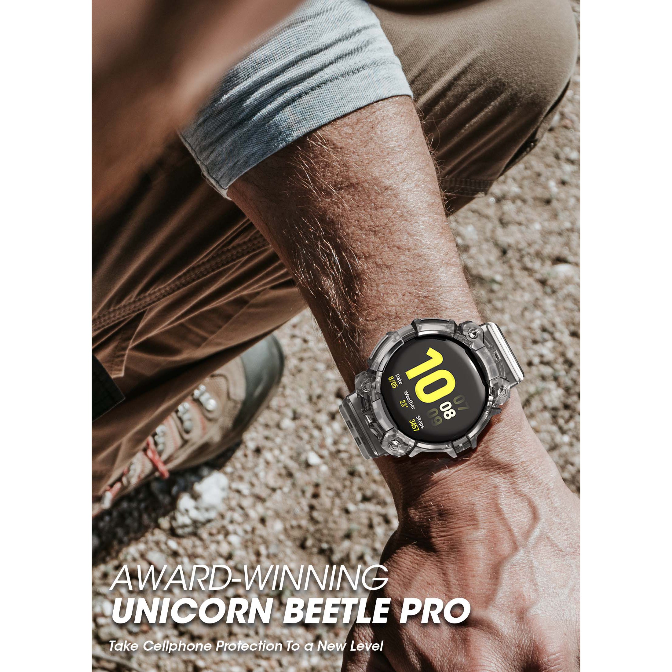 Samsung Galaxy Watch5 44mm Case with Unicorn Beetle PRO Clear Wristband - Durable Protective Cover for Running, Swimming & Outdoor Activities