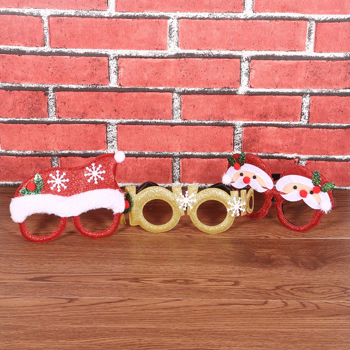 NUOBESTY 6pcs Christmas Party Glasses - Sparkly Holiday Eyewear for Kids, Festive Cocktail Party Accessories, Funny Xmas Fancy Dress Costume Frames - Perfect for Christmas Celebrations, Family Gatherings & Holiday Photo Booths