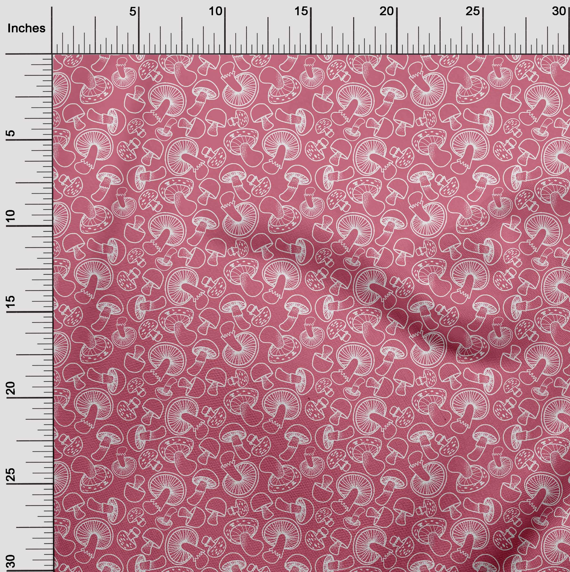 oneOone Viscose Jersey Pink Mushroom Print Fabric by The Yard - 60 Inch Wide Soft Draping Material for Dresses, Skirts & DIY Fashion Projects