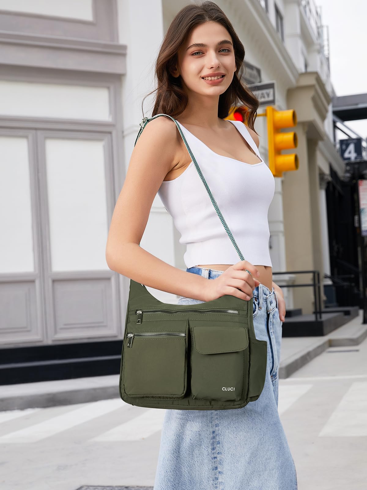 CLUCI Women's Anti-Theft Crossbody Bag - Waterproof Nylon Purse for Travel & Daily Use